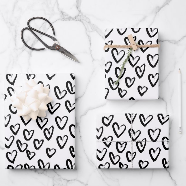 Hoja De Papel De Regalo Paint Stroke Heart Pattern (Anverso)