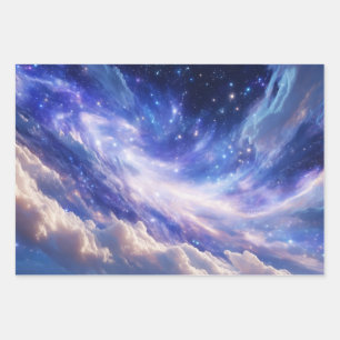 Hoja De Papel De Regalo Paisaje Cósmico: Nebulosa giratoria y noche estrel