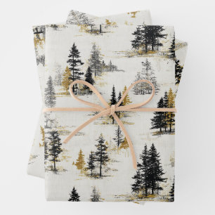 Hoja De Papel De Regalo Paisaje de árboles de pino