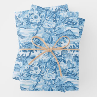 Hoja De Papel De Regalo Paisaje de los baños azules clásicos