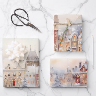 Hoja De Papel De Regalo Paisaje de nieve de los navidades