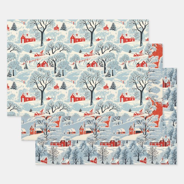 Hoja De Papel De Regalo Paisaje de nieve virgen (Set)