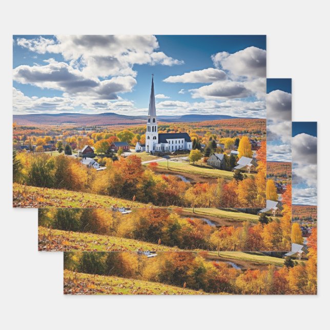 Hoja De Papel De Regalo Paisaje de Nueva Inglaterra en otoño (Set)