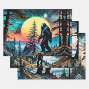 Hoja De Papel De Regalo Paisaje de Squatchin' Colorous Sasquatch