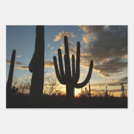 Hoja De Papel De Regalo Paisaje del desierto de Saguaro Sunset II Arizona