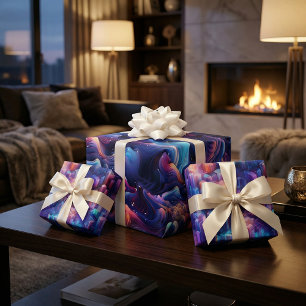 Hoja De Papel De Regalo Paisaje holográfico: Diseño iridiscente 3D