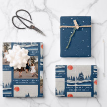 Paisaje invernal bosque luna azul foto