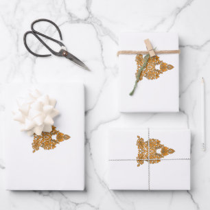 Hoja De Papel De Regalo Paisley Floral Art ・ Naranja Boho Decoración