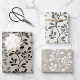 Hoja De Papel De Regalo Paisley Waltz Minimalist Botanical Silhouettes
