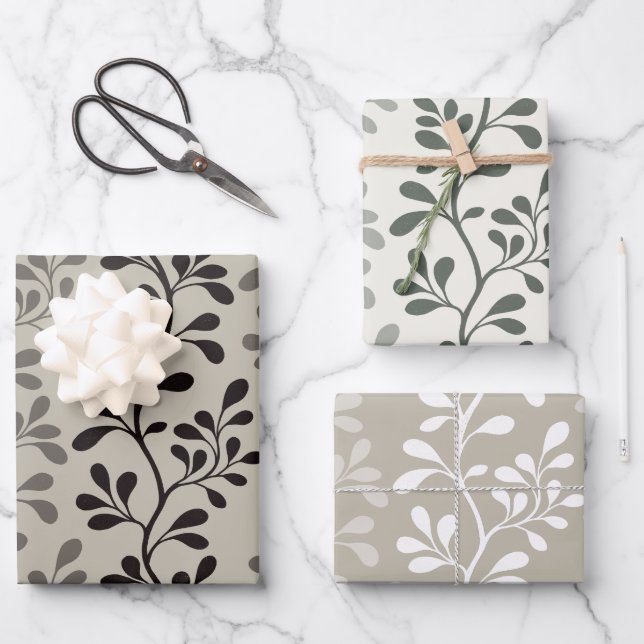 Hoja De Papel De Regalo Paisley Waltz Minimalist Botanical Silhouettes (Anverso)