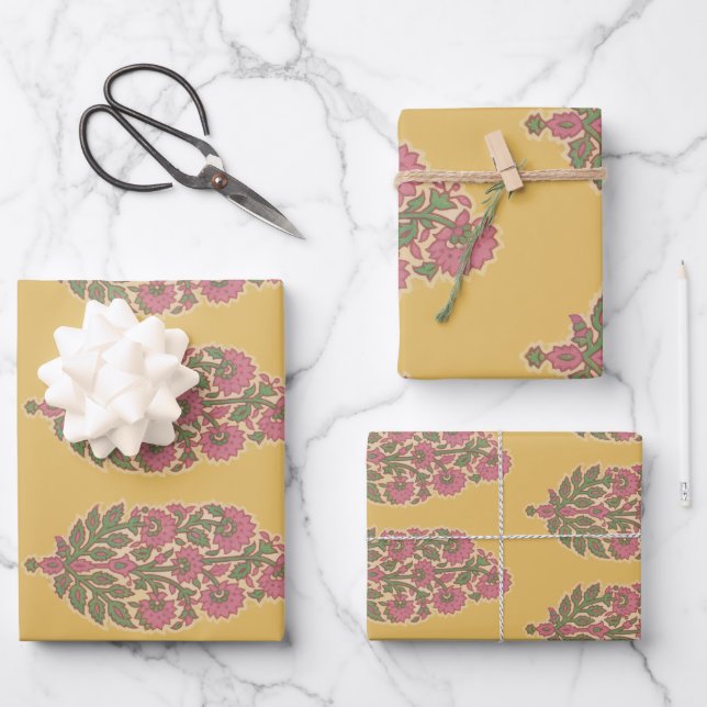 Hoja De Papel De Regalo paisley Wrapping Paper Flat Sheet Set of 3 (Anverso)