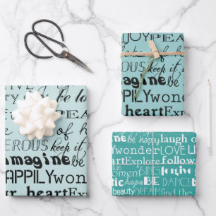 Hoja De Papel De Regalo Palabras Inspiradoras Verde Menta Blanco