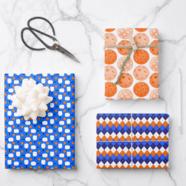 Hoja De Papel De Regalo Palas de pellebol, bolas de bolas de Naranja, azul