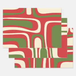 Hoja De Papel De Regalo Palm Springs Modern Retro Resumen de Navidad