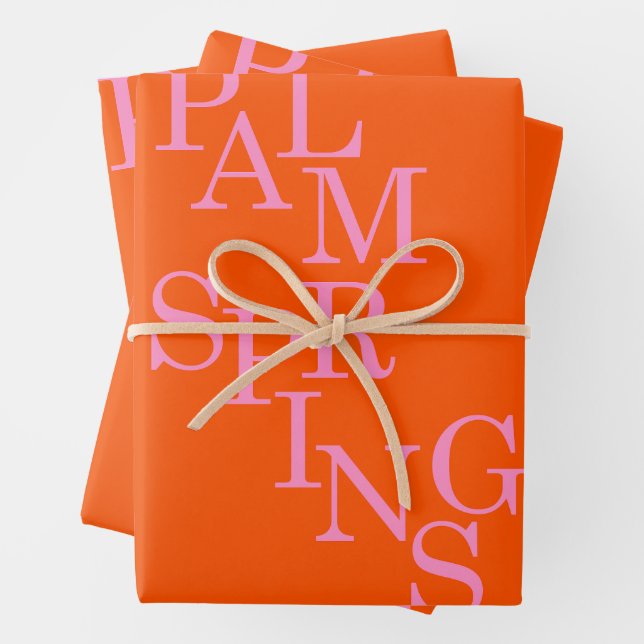 Hoja De Papel De Regalo Palm Springs Naranja Y Rosa (In situ)
