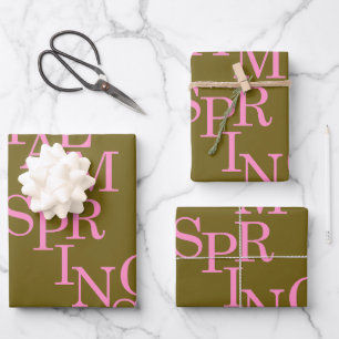 Hoja De Papel De Regalo Palm Springs Olive And Pink Vintage