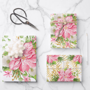 Hoja De Papel De Regalo Palm Tree de Poinsettia Gold