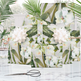 Hoja De Papel De Regalo Palmas Tropicales Orquídea Blanca Floral