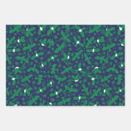 Hoja De Papel De Regalo Palomas verdes sobre azul