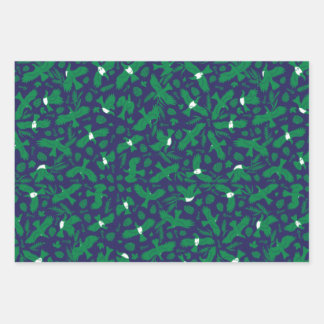 Hoja De Papel De Regalo Palomas verdes sobre azul