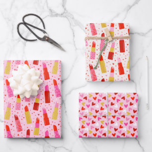 Hoja De Papel De Regalo Palos y corazones el día de San Valentín