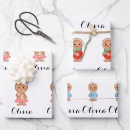 Hoja De Papel De Regalo pan de jengibre lindo