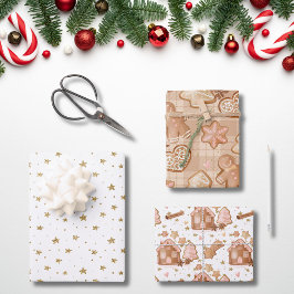 Hoja De Papel De Regalo Pan de jengibre rosado Hombres Casa Estrellas Cinn