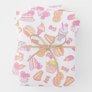 Hoja De Papel De Regalo Panadería dulce y bebidas blancas