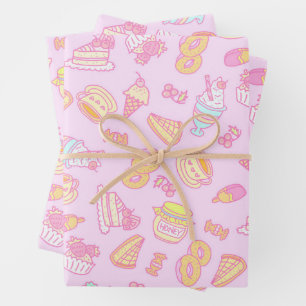 Hoja De Papel De Regalo Panadería dulce y bebidas rosadas