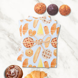 Hoja De Papel De Regalo Panadería Francesa Pastelería Pan Arte Comida