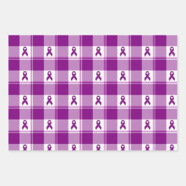 Hoja De Papel De Regalo Pancreatic Cancer Awareness Plaid Wrapping Paper