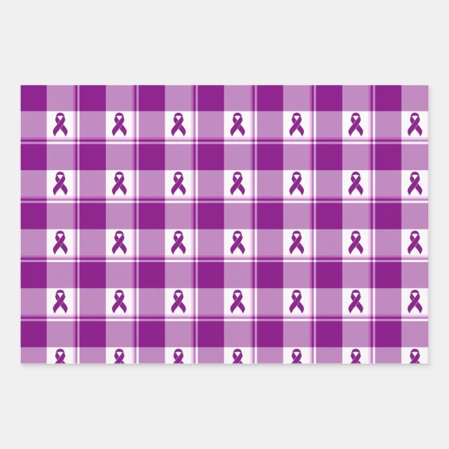 Hoja De Papel De Regalo Pancreatic Cancer Awareness Plaid Wrapping Paper (Anverso)