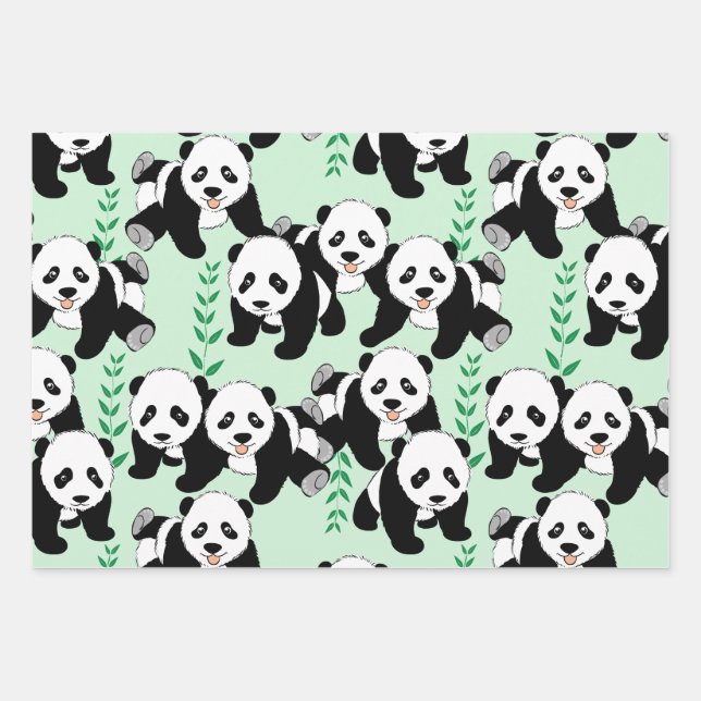 Hoja De Papel De Regalo Panda Bears gráfico (Anverso)