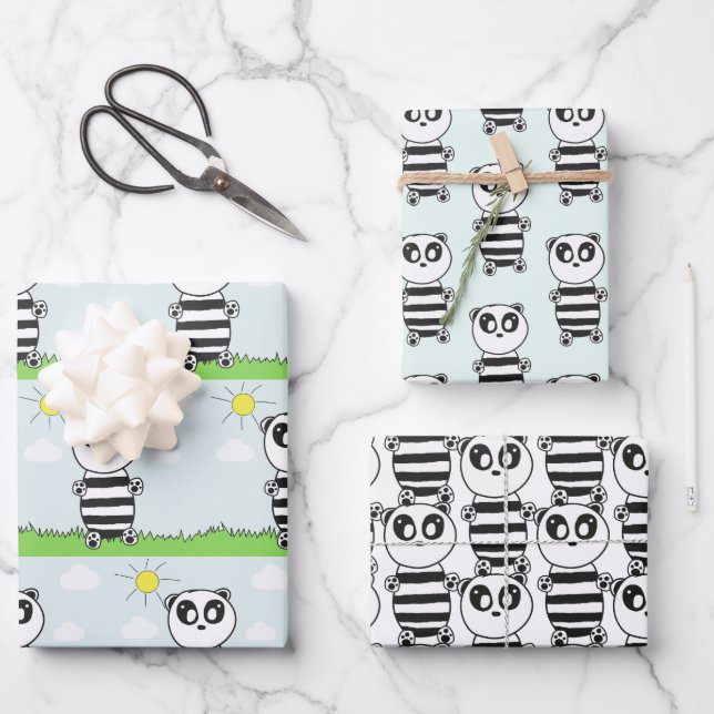 Hoja De Papel De Regalo Panda Kids (Anverso)