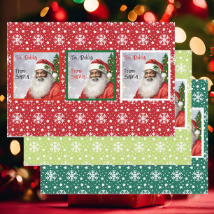 Hoja De Papel De Regalo Papá Noel afroamericano agrega Navidades Personali