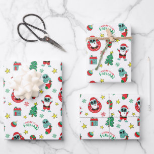 Hoja De Papel De Regalo Papá Noel Alien Divertido Navidad Xmas