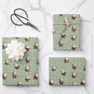 Hoja De Papel De Regalo Papá Noel de fútbol sobre verde salvia