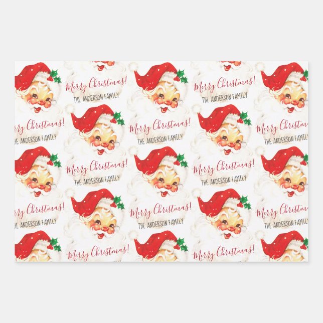 Hoja De Papel De Regalo Papá Noel Feliz Navidad Personalizado (Anverso)