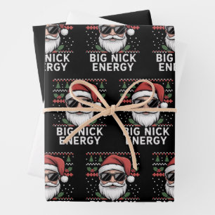 Hoja De Papel De Regalo Papá Noel Navidad Big Nick Energy Fiesta Divertida
