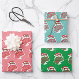 Hoja De Papel De Regalo Papá Noel negro, Feliz Navidad Todo, Verde Azul Ro