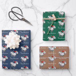 Hoja De Papel De Regalo Papá Noel oveja de Navidad voladora