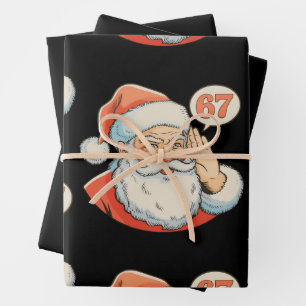 Hoja De Papel De Regalo Papá Noel Seis Siete 6 7 67 Navidad Divertida Xmas