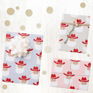Hoja De Papel De Regalo Papá Noel Vaquero Navidad Occidental