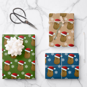 Hoja De Papel De Regalo Papas de Navidades felices