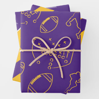 Hoja De Papel De Regalo Papeles de envolvimiento de fútbol - morado y amar