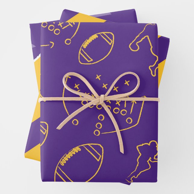 Hoja De Papel De Regalo Papeles de envolvimiento de fútbol - morado y amar (In situ)