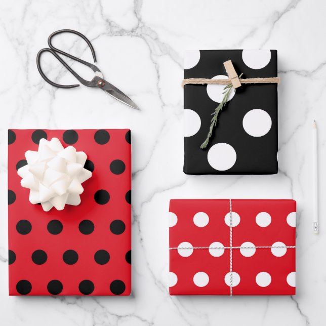 Hoja De Papel De Regalo Papeles de envolvimiento de Polkadot - Polkadots r (Anverso)