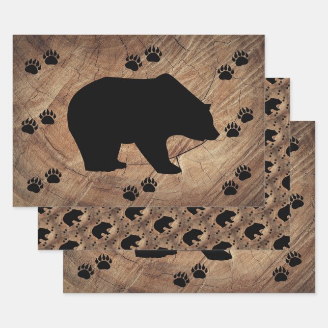 Hoja De Papel De Regalo Papeles De Oso Y Oso Negro (Set)