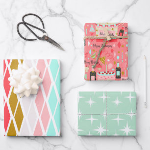 Hoja De Papel De Regalo Papeles de regalo patrón cumpleaños vintage