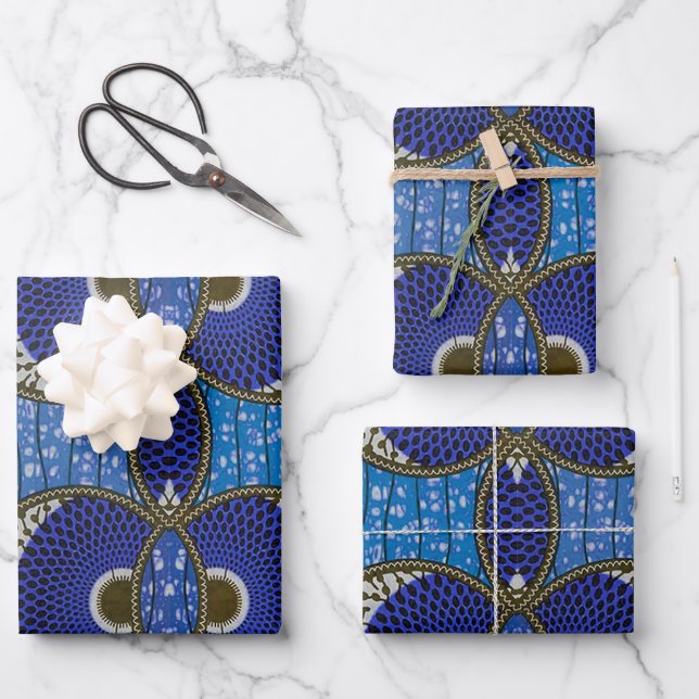 Hoja De Papel De Regalo Papier cadeau Wax Africain bleu (Anverso)